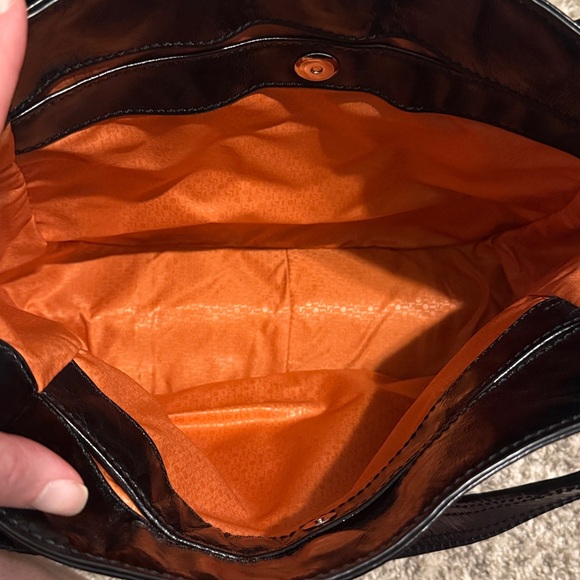 Tous Black Embossed Leather Shoulder Bag Hearts Bears Pattern - Picture 5 of 12